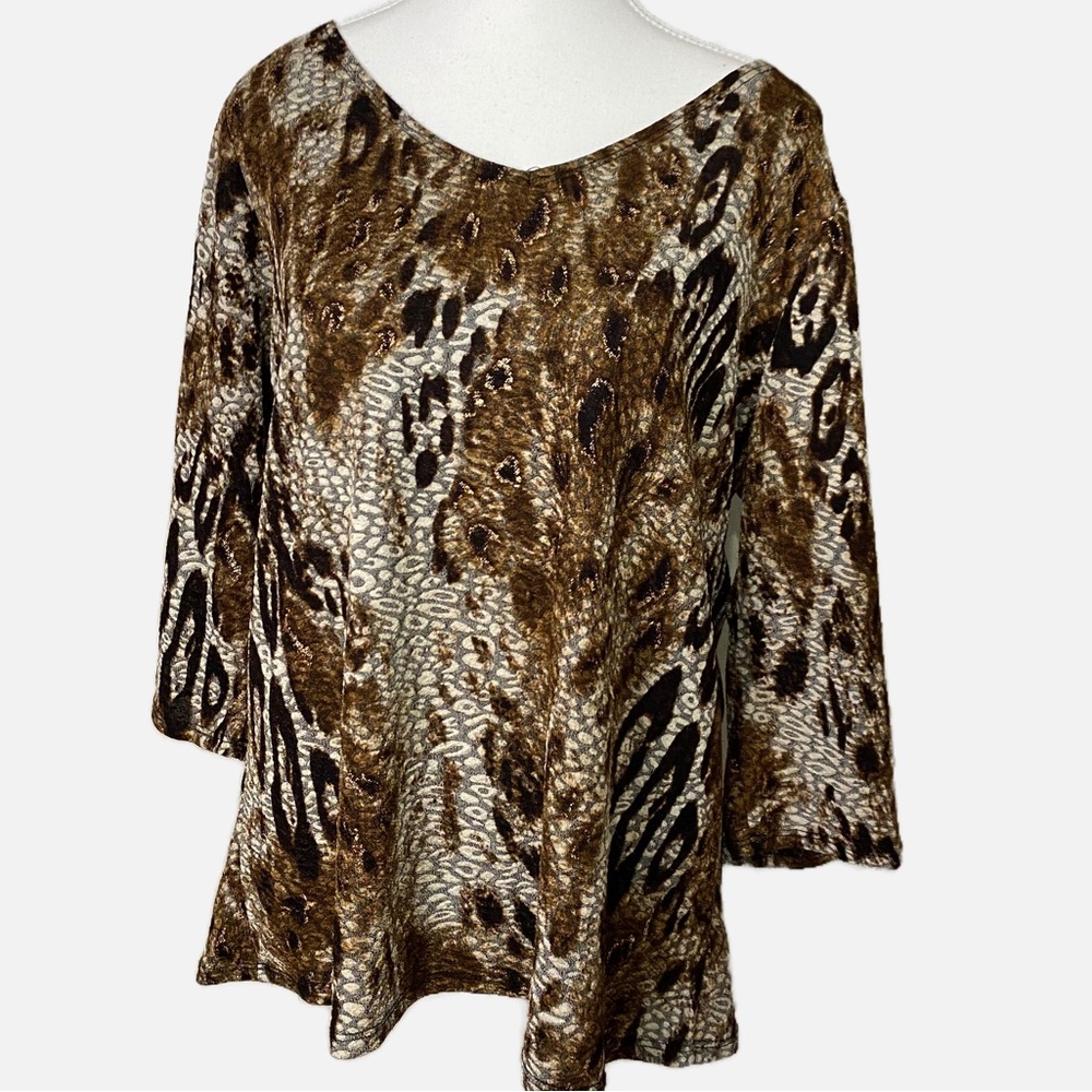 Brittany Black Animal Print Stretchy Top size 1X